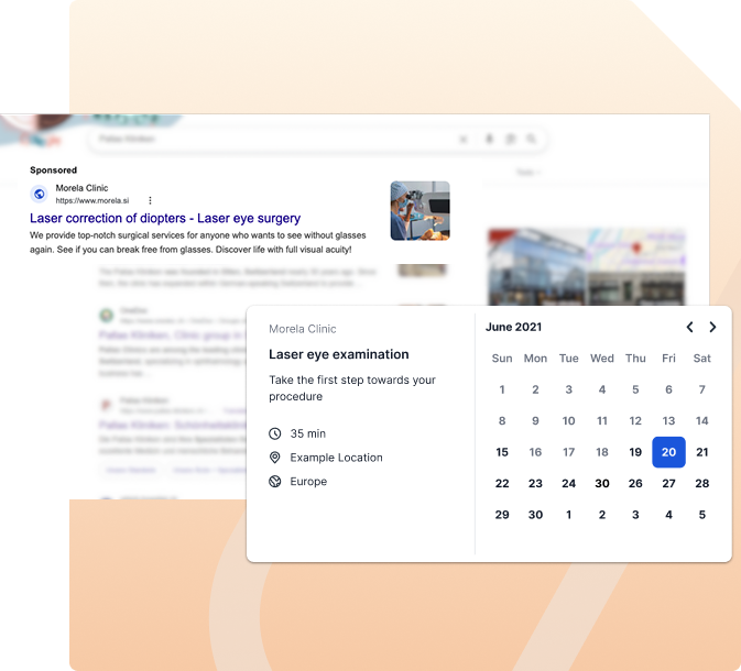 Online booking calendar interface